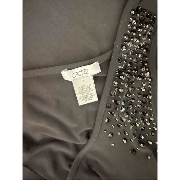 Cache Sexy Ruched Little Black Dress Cocktail Dress Mini Dress Size M - Picture 5 of 5